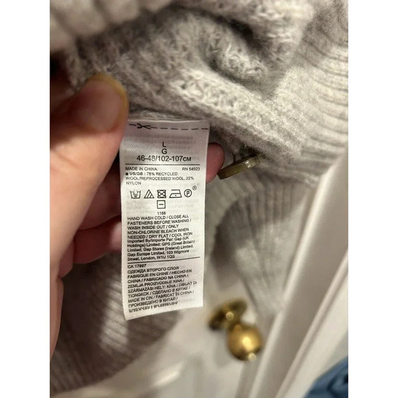 Banana Republic Sweater Mens Large Marled Gray Wool Normcore Preppy Classic - Picture 7 of 8